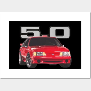 Mustang GT 5.0 Fox Body Classic Cobra R SVT Red Posters and Art